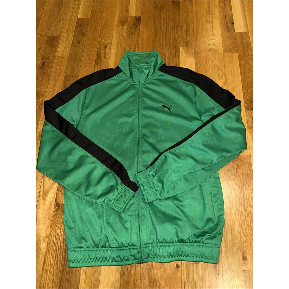 Puma Track Jacket Men's Medium Kelly Green Full Zip Warm Up Logo